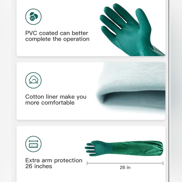 26" Rubber Gloves, Chemical Resistant, Reusable, Heavy Duty Waterproof - NWT - Picture 2 of 10